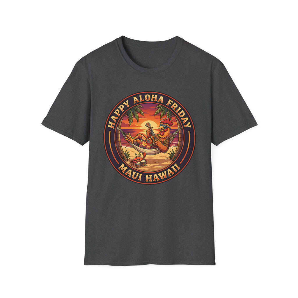 Aloha Friday Rooster & Crab T-Shirt — Hawaiian Hammock Ukulele Scene