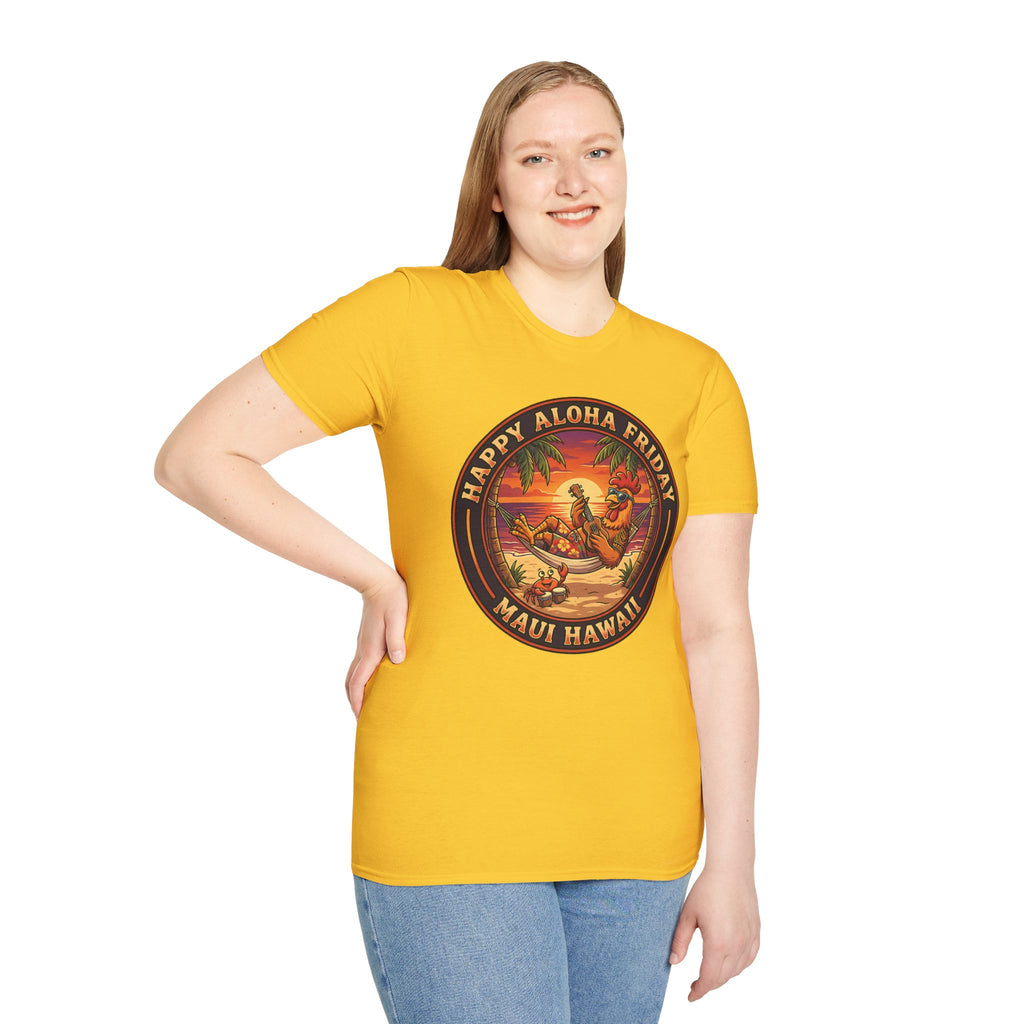 Aloha Friday Rooster & Crab T-Shirt — Hawaiian Hammock Ukulele Scene