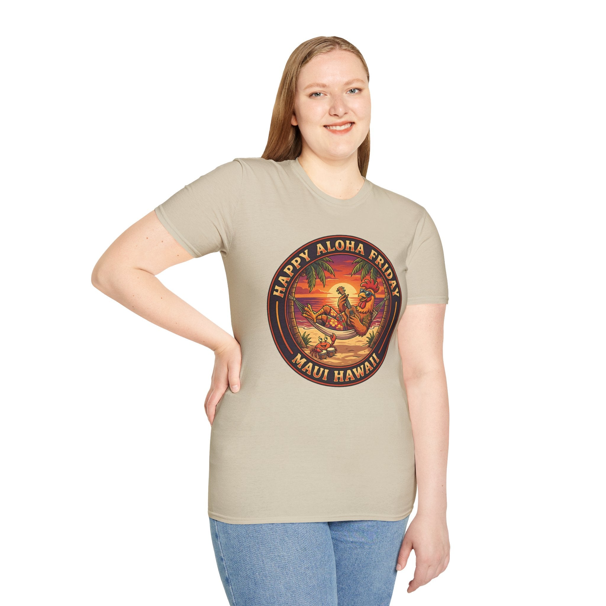 Aloha Friday Rooster & Crab T-Shirt — Hawaiian Hammock Ukulele Scene