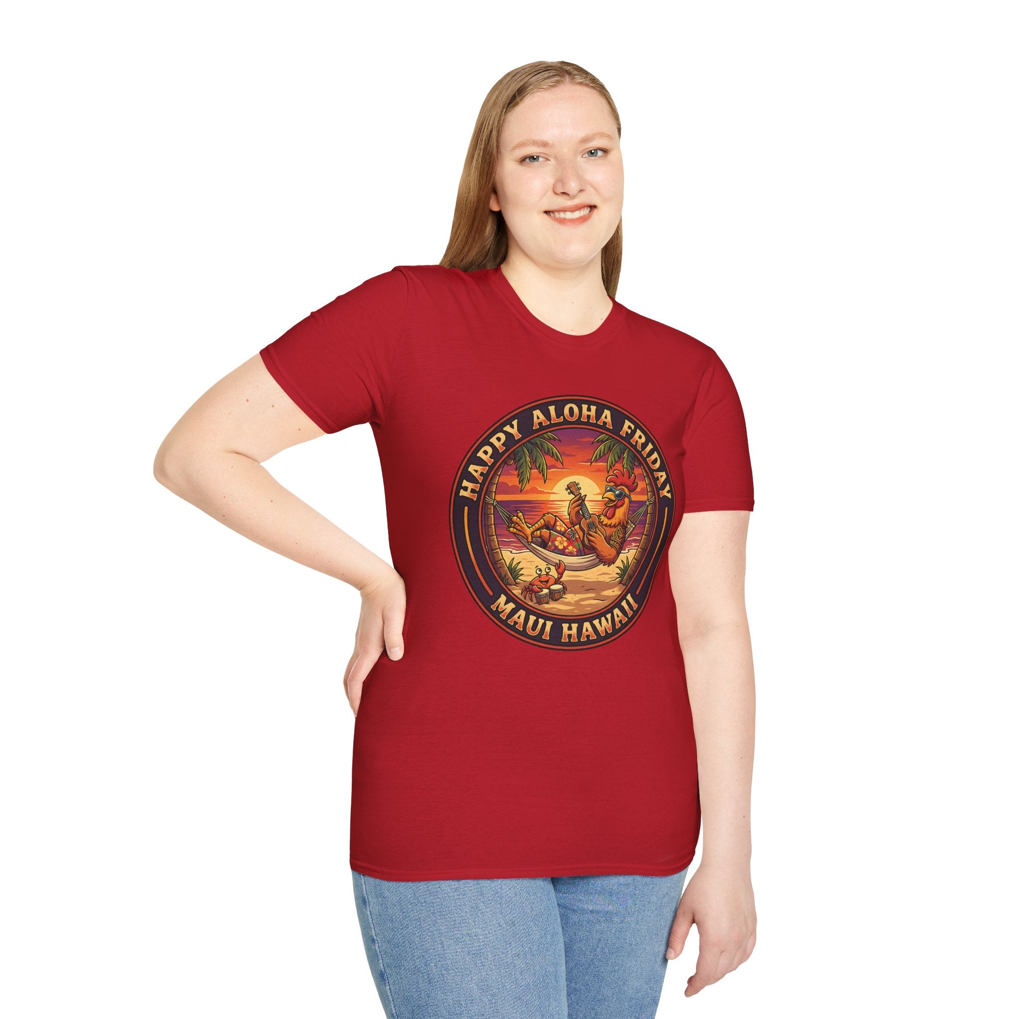 Aloha Friday Rooster & Crab T-Shirt — Hawaiian Hammock Ukulele Scene