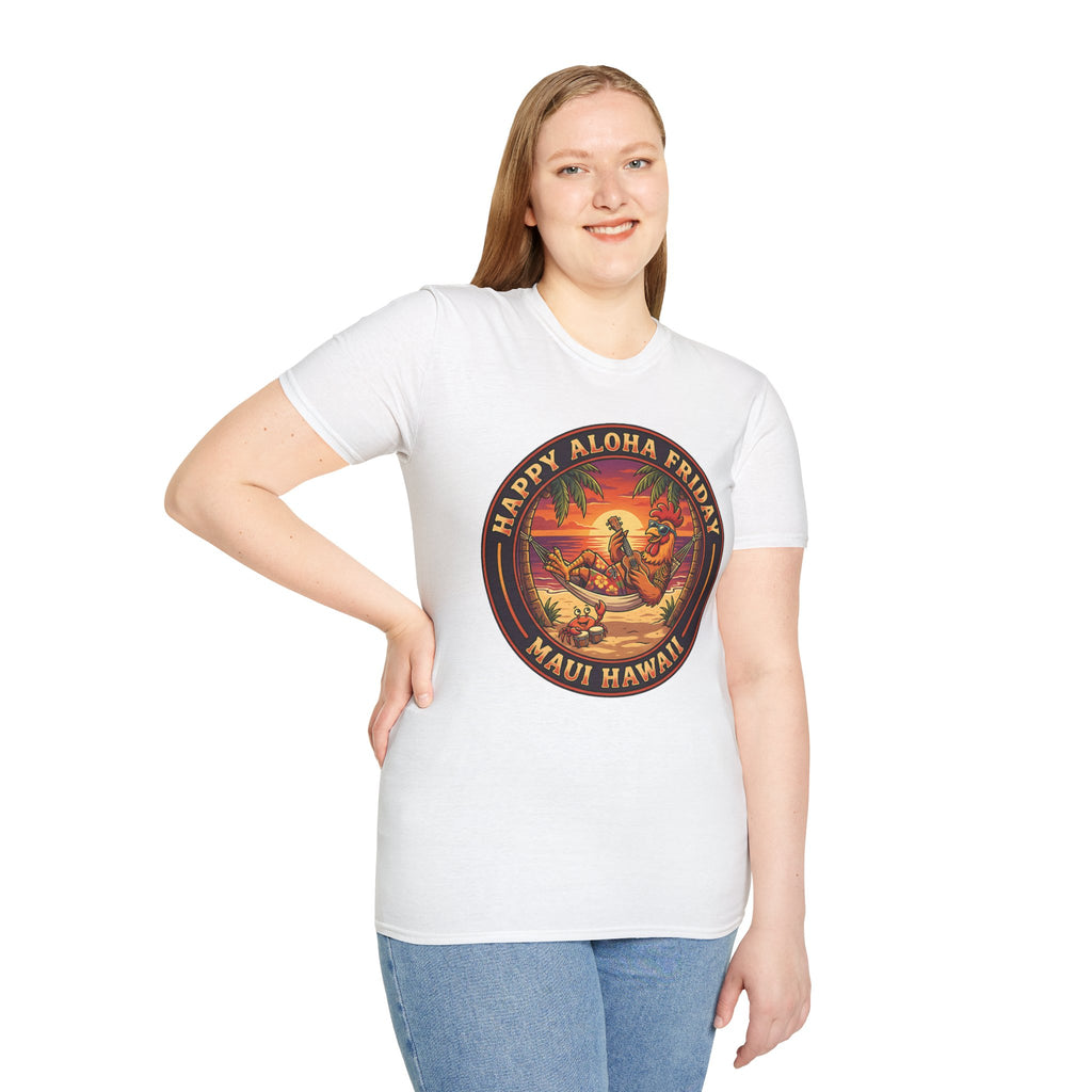 Aloha Friday Rooster & Crab T-Shirt — Hawaiian Hammock Ukulele Scene