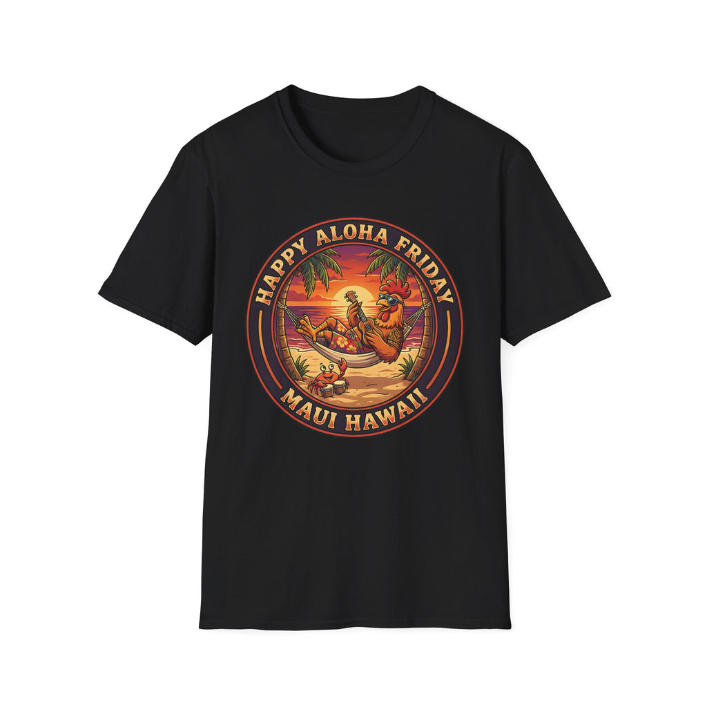 Aloha Friday Rooster & Crab T-Shirt — Hawaiian Hammock Ukulele Scene